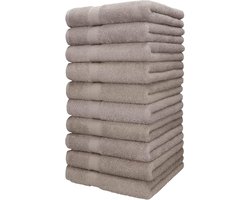 Handdoeken Set - Badlinnen Katoen - Dagelijks Gebruik - Goed Drogen Absorberend - 10 Stuks 50x100cm - Steenkleur