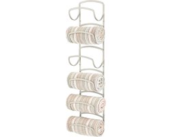 Handdoekenhouder met 6 compartimenten - handdoekenrek/badkameraccessoire - wandmodel/hangend/praktisch - voor de badkamer - voor grote en kleine handdoeken - metaal - pc satijn