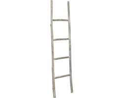 Handdoekenladder Hout - Decoratieve Ladder - Badkamer Opbergen - Uniek Boomstam Ontwerp - 150 x 37 cm - Natuurlijk Hout