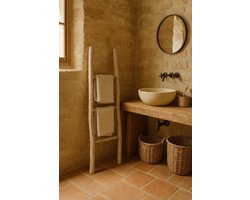 Handdoekenladder Hout - Decoratieve ladder - Ruimte Organiseren - Natuurlijk materiaal - 108 cm - Wit