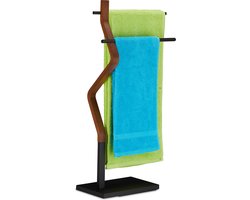 handdoekenrek - 2 stangen - hout - staal - staand - badkamer - modern