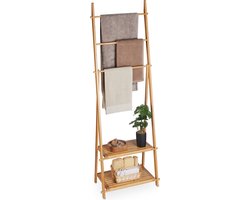 handdoekenrek - 3 stangen - 2 planken - 153 x 53,5 x 30 cm - bamboe - badkamer