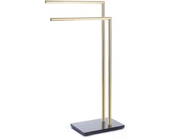 Handdoekenrek - Badkamer Accessoire - Handdoeken Ophangen - Stevige Structuur - Marmeren Basis - Zwart Goud