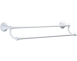 Handdoekenrek Badkamer - Dubbele Stang - Handdoeken Ophangen - Massief Messing - 60 cm - Wit