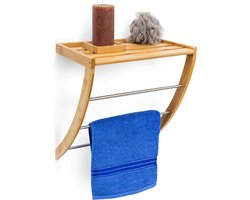 Handdoekenrek bamboe Verchroomd Metaal, handdoekenhouder, handdoekrek