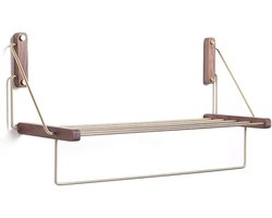 Handdoekenrek Luxe - Badkamer Accessoires - Handdoeken Ophangen - Massief Hout Messing - Muur Mount - Zwart Walnoot