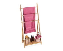 handdoekenrek met plank - 3 stangen - 110 x 53 x 31,5 cm - bamboe - badkamer