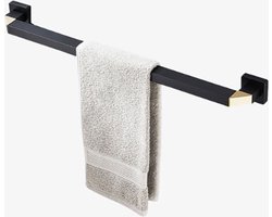 Handdoekenrek Senne | Badkamer accessoire | Zwart | Goud | Metaal, Roestvrij staal | Roestvrij staal | Hangend Vrijstaand|Badkamer | Bathroom | Towel rack | Badkamer rek | zwarte accessoires | Badkamer accessoires | Handdoekstang | Handdoekhouder|