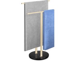 Handdoekenrek Staand - Handdoekhouder Badkamer - Handdoeken Drogen - Stabiel Marmeren Basis - 80 cm Hoog - Goud Zwart