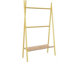 Handdoekenrek Staand - Handdoekstandaard Plank - Badkamer Organisatie - Vrijstaand Ontwerp - 2-laags - Goud