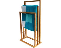 Handdoekenrek Titan - voor in de badkamer - bamboe hout - lichtbruin - 42 x 24 x 82 cm