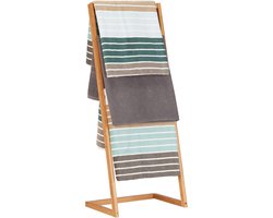handdoekenrek - vrijstaand - 4 stangen - bamboe - 100 x 40 x 30 cm - badkamer