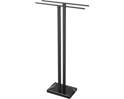 Handdoekenrek Vrijstaand - Badkamerrek Staand - Handdoeken Drogen - Zware Marmeren Basis - 94 cm Hoog - Zwart Marmer