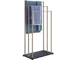 Handdoekenrek Vrijstaand - Handdoekhouder Badkamer - Handdoeken Organiseren - Marmeren Voet Stabiliteit - 55x30x105cm - Zwart