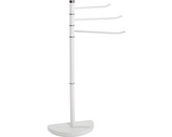 Handdoekenrek – Wit metaal met draaibare armen – Vrijstaand badkamerrek – 89 cm hoog, 42 cm breed, 22 cm diep