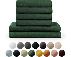 handdoekenset 2 badhanddoeken 70x140 + 4 handdoeken 50x100 - zacht en absorberend, 100% katoen, Oeko-Tex 100 gecertificeerd, donkergroen