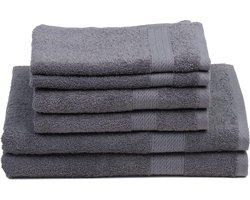handdoekenset, 2 handdoeken (50 x 100 cm), 2 badhanddoeken (70 x 140 cm) en 2 gastendoekjes (30 x 50 cm), 100% katoen, 480 g/m² - antraciet