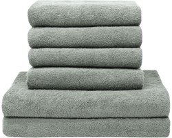 Handdoekenset van 4 handdoeken 50x100 cm & 2 badhanddoeken 70x140 cm - absorberende en zachte doeken in lichtgrijs - met praktische ophanglus - wasbaar tot 60 °C - katoen - hotelkwaliteit
