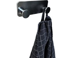 Handdoekhaak chroom met 3 M bevestiging- 2 knoppen Handdoek hanger- Haaks zonder boren| Badkamer| Keuken