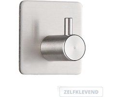 Handdoekhaak geborsteld rvs zelfklevend - set van 2 - rvs - vierkant