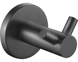 Handdoekhaak - Muurhaak - Leoni Rimbo - Dubbel - Rond - PVD - Gunmetal Grijs