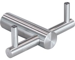 Handdoekhaak - Ophanghaak - Kledinghaak - Rond - Dubbel - RVS geborsteld