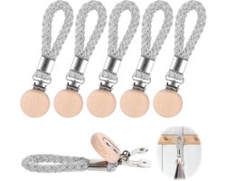 Handdoekhaakjes - Handdoekclips - Hangklemmen - Voor Keuken en Badkamer - 6 Stuks - Grijs