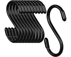 handdoekhaakjes - S-haken voor het ophangen van planten/10 stuks antislip zware S-haken - kleine rubberen gecoate stalen metalen zwarte kast S-haken voor het ophangen van jeans/planten/sieraden/potten/pannen/kopjes/handdoeken