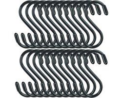 handdoekhaakjes - S-haken voor het ophangen van planten/30 stuks antislip zware S-haken - kleine rubberen gecoate stalen metalen zwarte kast S-haken voor het ophangen van jeans/planten/sieraden/potten/pannen/kopjes/handdoeken