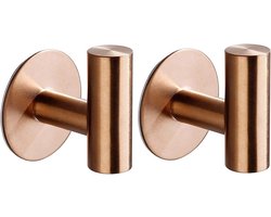 Handdoekhaakjes Zelfklevend Rond - 2 stuks - Haken - 5×6.5×5.2 cm - RVS - Ronde Handdoekhaak - Roségoud