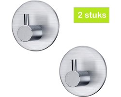 Handdoekhaakjes Zelfklevend - Zilver - Haakjes Handdoekhouder Badkamer Keuken Toilet| 2 stuks