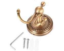 Handdoekhaken voor badkamer en hotel, dubbele kapstok, messing, antiek design