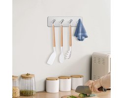 Handdoekhaken Zelfklevende badjashaken 4 haken Wandhaken roestvrij staal Roestvrij staal Badkamer- en keukenhanddoekhouder Kapstokken Geen boren Supersterke hechting (4 haken)