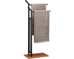 handdoekhouder - 2-armig - 88 x 40 x 20 cm - ijzer - mdf - staand - badkamer