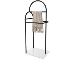 Handdoekhouder Badkamer - Vloerstaand rek - Handdoeken Ophangen - Elegant Marmeren Voet - 10x10x10 mm - Zwart