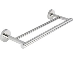 Handdoekhouder - Handdoekstang - Handdoekrek - Handdoekenrek Badkamer of Keuken - Handdoekrek met dubbele stang - RVS - zilver - 40*13.5*5.1cm