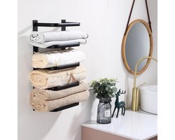 handdoekhouder - luxe - handdoekrek zwart - modern - handdoeken houder - 5 laags - badkamer - badkameraccessoires