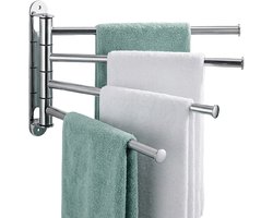 Handdoekhouder met 4 handdoekstangen - rvs