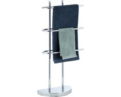 handdoekhouder metaal - 3-armig - halfronde voet - vrijstaand - badkamer