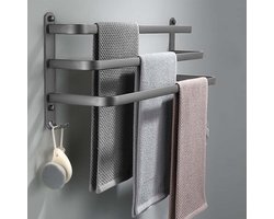 Handdoekhouder - Modern design - Zwart - Aluminiumlegering - 80 x 14,5 x 24 cm