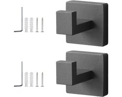 Handdoekhouder Set van 2, Roestvrijstalen Haakjes voor Badkamer en Keuken, Grijze Wandbevestiging voor Handdoeken en Keukenaccessoires