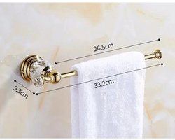 Handdoekhouder Toilet Badkamer - Handdoekrek - Toiletrolhouder - Badkamer Accessoires - Kristal - Goud