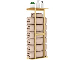 Handdoekhouder Voor Wandmontage, Badkamer, Grote opslag, Houder Voor Opgerolde Handdoeken - 76 x 32 x 14 cm (Goud)