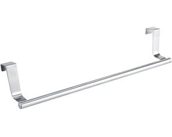 Handdoekhouder Zonder Boren - Over Deur & Kast - Badkamer & Keuken - Zilver Lang Model