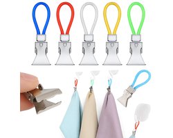 Handdoekklemmen – 5 STUKS | Multicolor RVS Ophanghaakjes – Wandhaken - Theedoekklemmen i Keuken & Badkamer Must-Have!