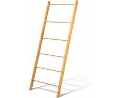Handdoekladder Bamboe - Kledingrek Decoratie - Ruimte Organiseren - Extra Breed Ontwerp - 170 cm Hoog - Natuurlijk Hout