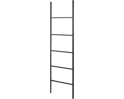 Handdoekladder Metaal - Handdoekrek Deur - Badkamer Organisatie - Zonder Boren Ophangen - 40.5 x 153.5 cm - Zwart