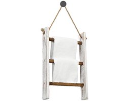 Handdoekladder voor Badkamer - Decoratieve Plafond Ladder met Touw en Haken