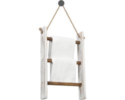 Handdoekladder voor Badkamer - Decoratieve Plafond Ladder met Touw en Haken
