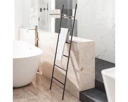 Handdoekladder Zes Treden - Handdoekhouder Ladder - Badkamer Organisatie - Vrijstaand Ruimtebesparend - 170cm Hoog - Wit